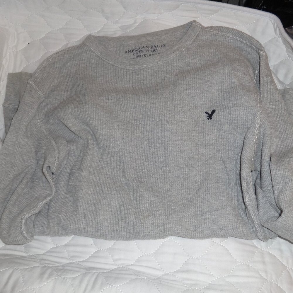 American Eagle Mens Thermal Shirt Gray Size Small